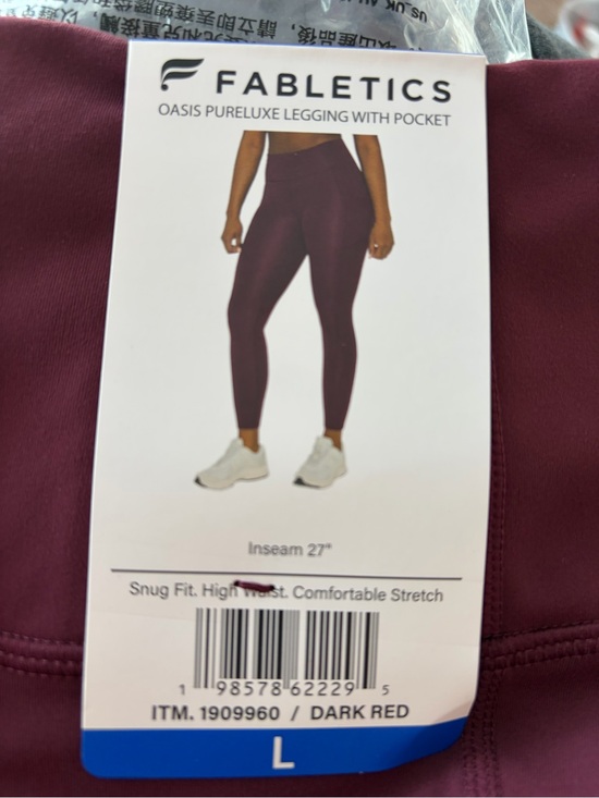 Fabletics Pants - Fabletics Oasis PureLuxe High-Waist Legging with Pocket - Dark Red